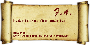 Fabricius Annamária névjegykártya